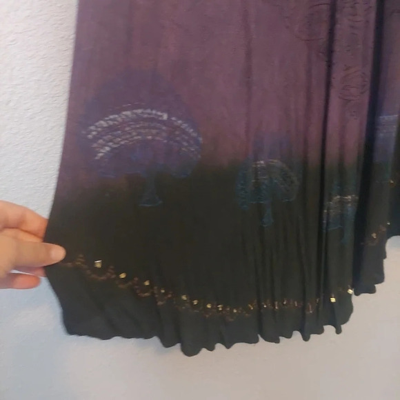 Bohemian Midi Dress Colorful Gauzy Multicolored hombre Beaded OS Plus - Picture 5 of 8